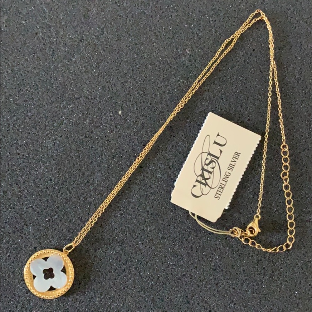 Crislu Pendant Necklace gold tone 925 SS